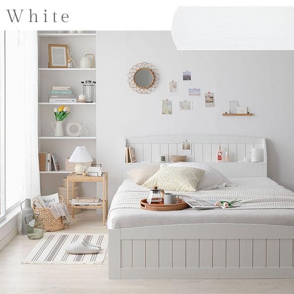 ベッド ダブル マットレス付き ホワイト カントリー調ds-2472978