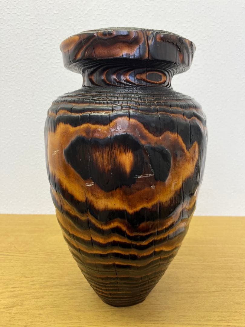 花瓶　木彫り　置物　アンティーク　工芸品