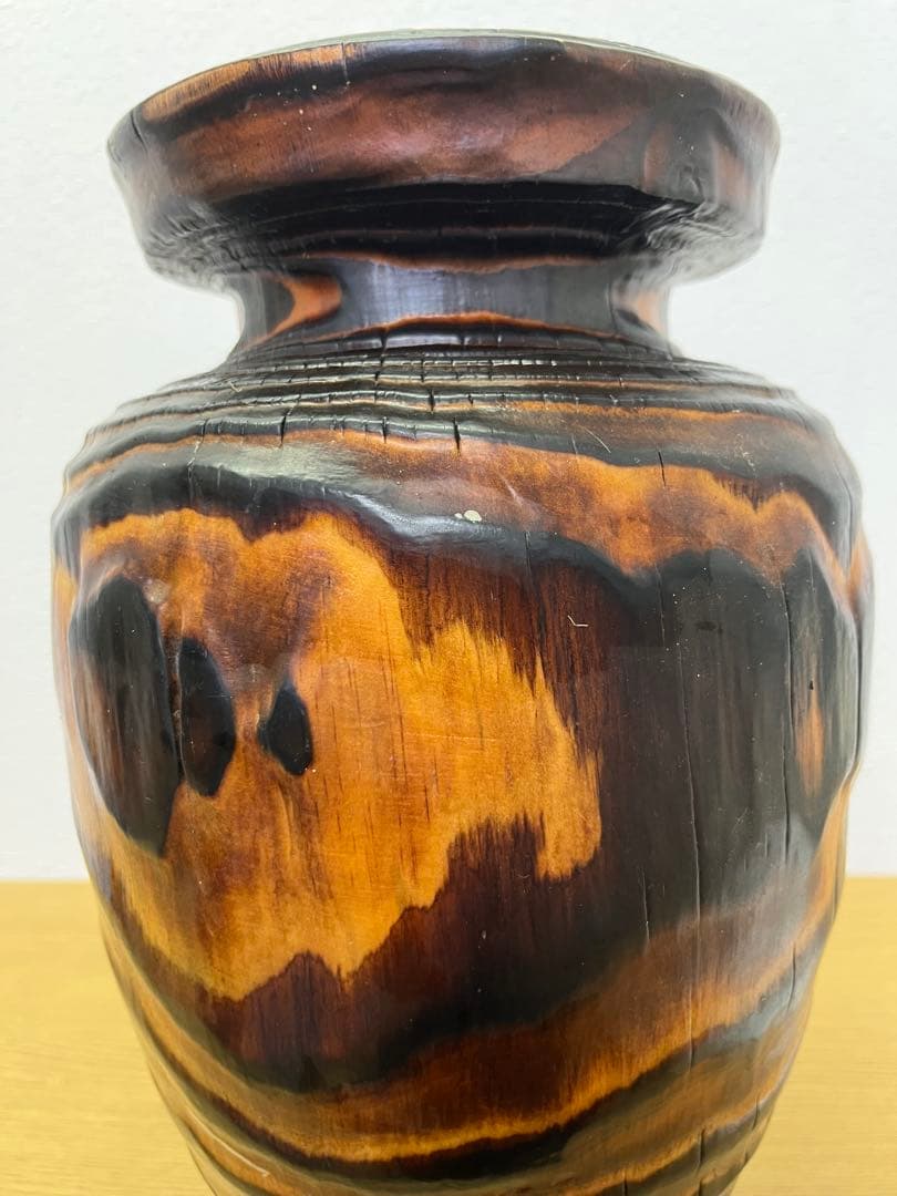 花瓶　木彫り　置物　アンティーク　工芸品