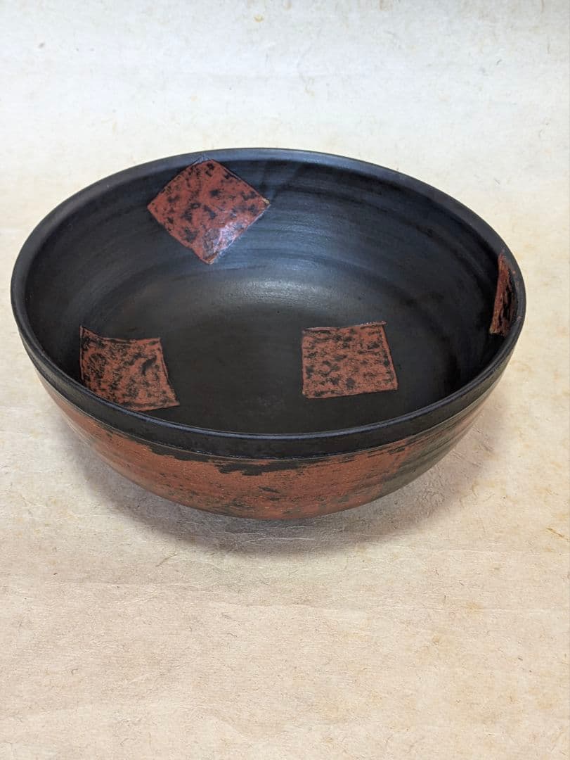 作家　井出久弥 作　渋赤の器　円形深鉢