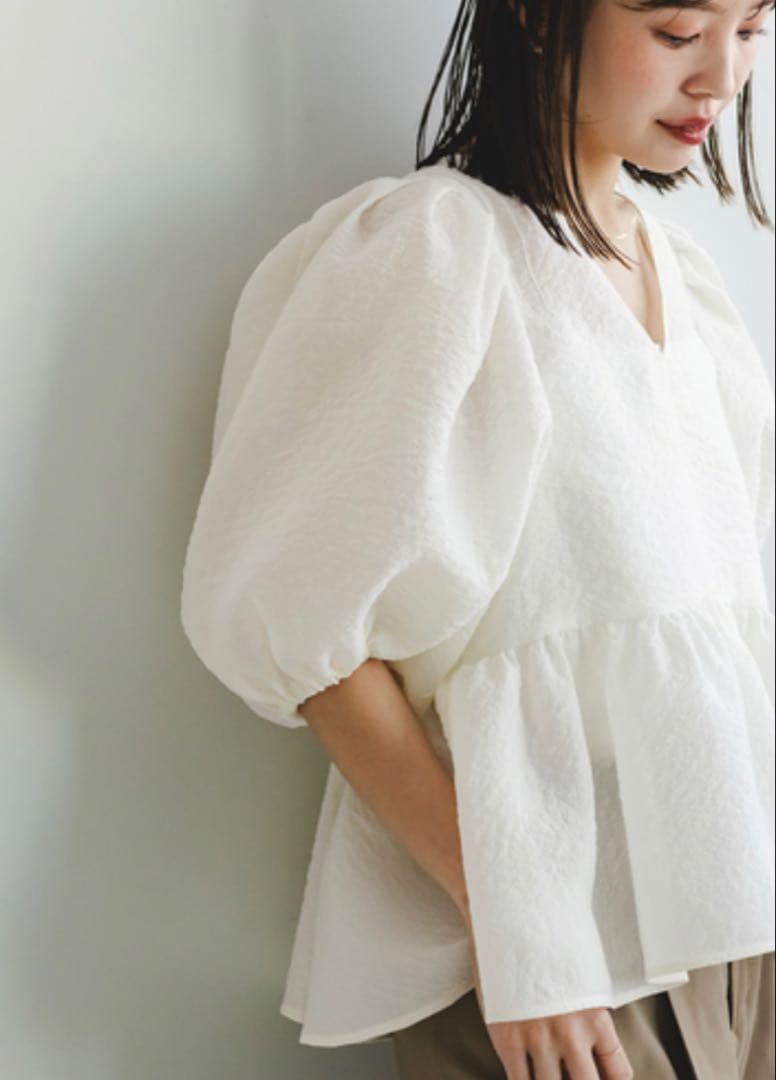 NOBLE ノーブル ☆【洗える】シアーノイズジャガードブラウス