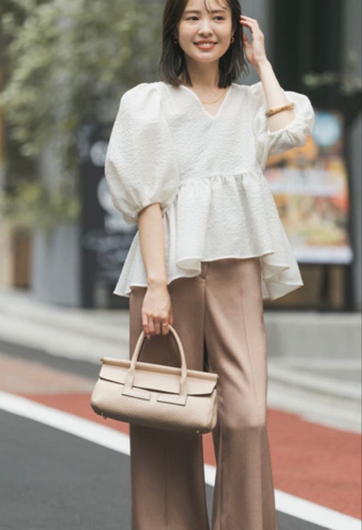 NOBLE ノーブル ☆【洗える】シアーノイズジャガードブラウス