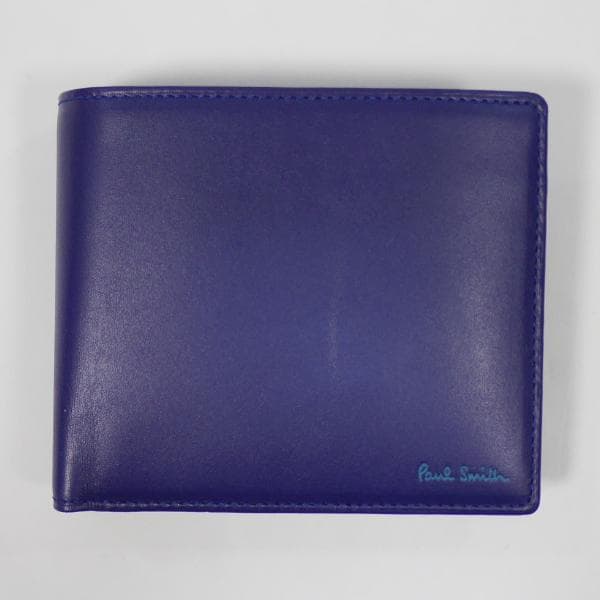 ポールスミス 2折財布 ベラ付き ブルー カラフルクラシックライトブルーライン