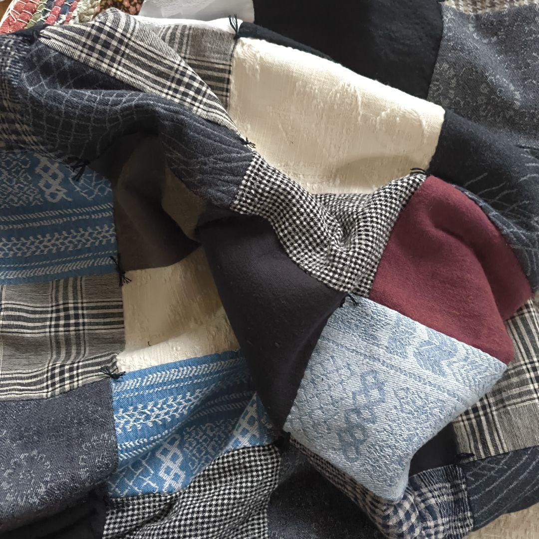 お値下げハンドメイドパッチワーク暖か大判ブランケット群言堂 松場登美 藍