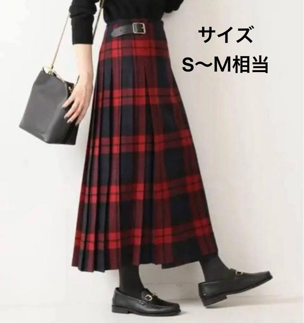 オニールオブダブリン　赤×黒　チェックプリーツスカート