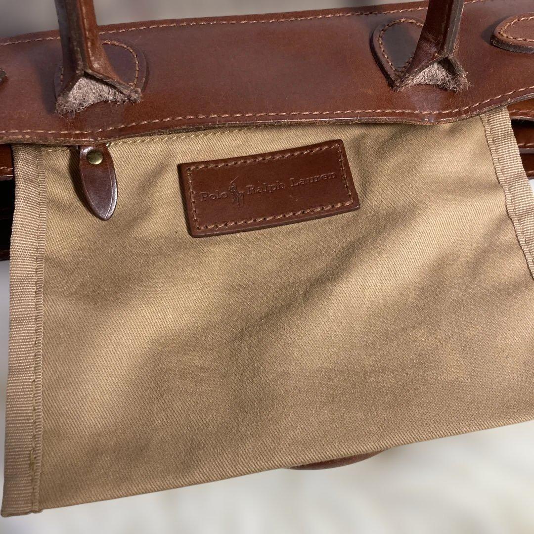 【良品 】ポロラルフローレン ハンドバッグ A4可 PVCレザー 千鳥格子