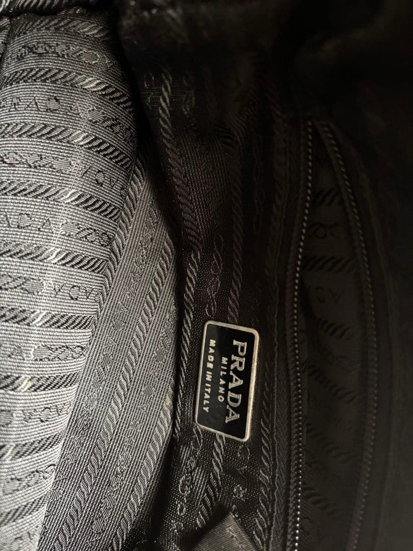 プラダ PRADA ナイロントートバッグ ビーズ 黒 タッセル