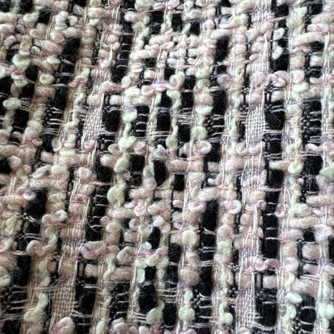 Vintage ツイード　ブラックピンク　オーダーコート　レトロ　昭和