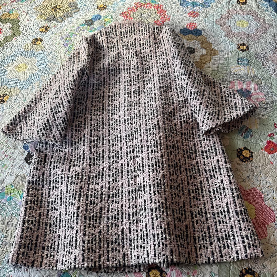 Vintage ツイード　ブラックピンク　オーダーコート　レトロ　昭和