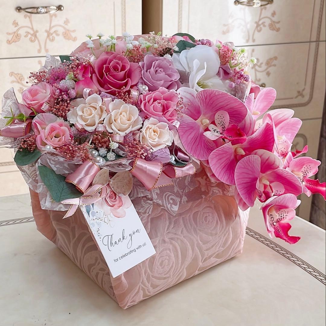 ✨大人気✨ミックスバラプリザ＆胡蝶蘭（アーティシャルフラワー）アレンジメント✨✨