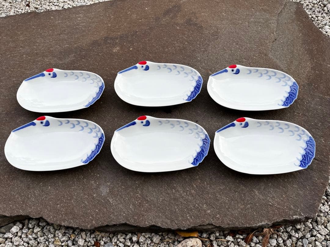 有田焼　鶴　皿　縁起物　アンティーク　6枚セット