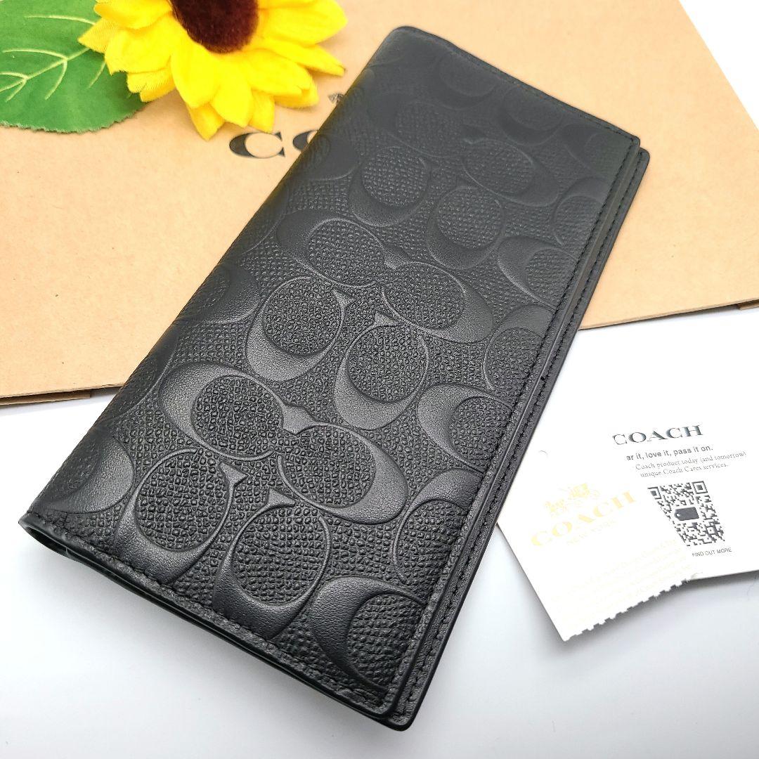 COACH 長財布 新品 ブラック お札入れ 小銭入れ エンボス