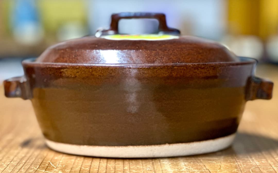 再値下げ　新品　萬古焼　７号土鍋土鍋　セラミック加工　ブラウン　IH直火OK