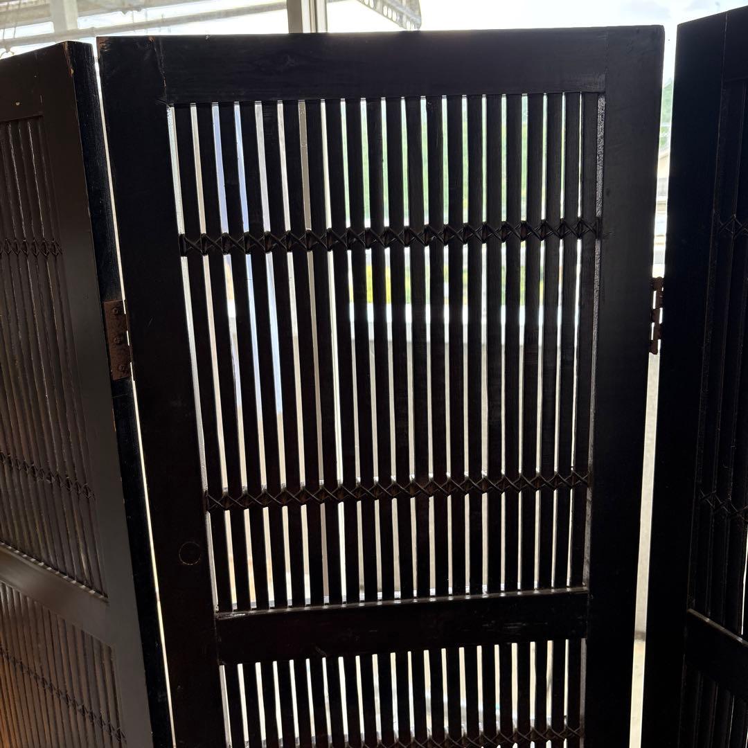 アンティーク衝立3連漆黒