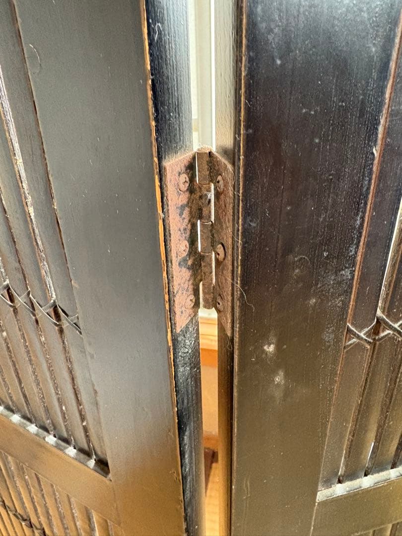 アンティーク衝立3連漆黒