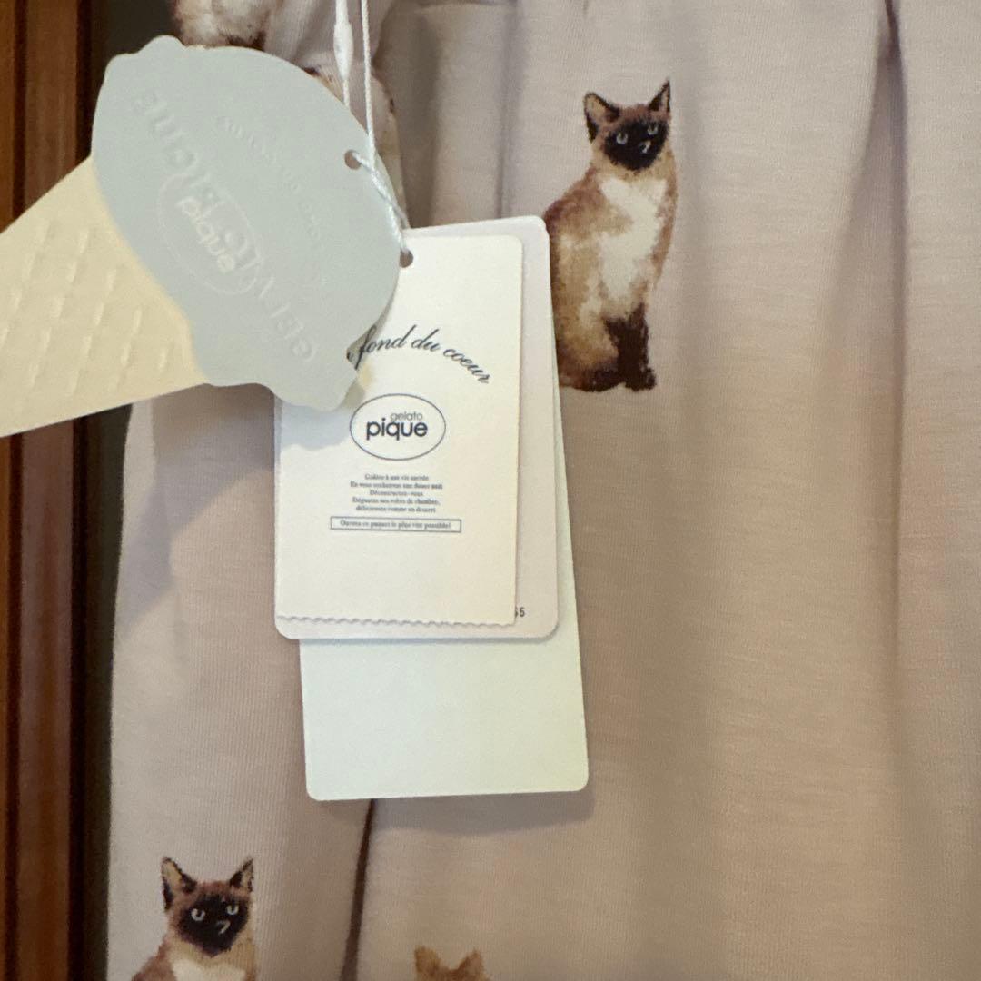 新品タグ付　ジェラートピケ　猫　ルームウェア　キャット　パジャマ　セット　総柄