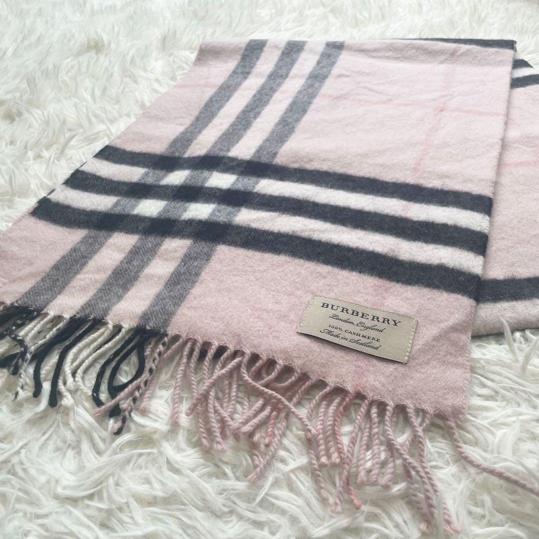 【美品】BURBERRY バーバリー マフラー カシミヤ100% メガチェック