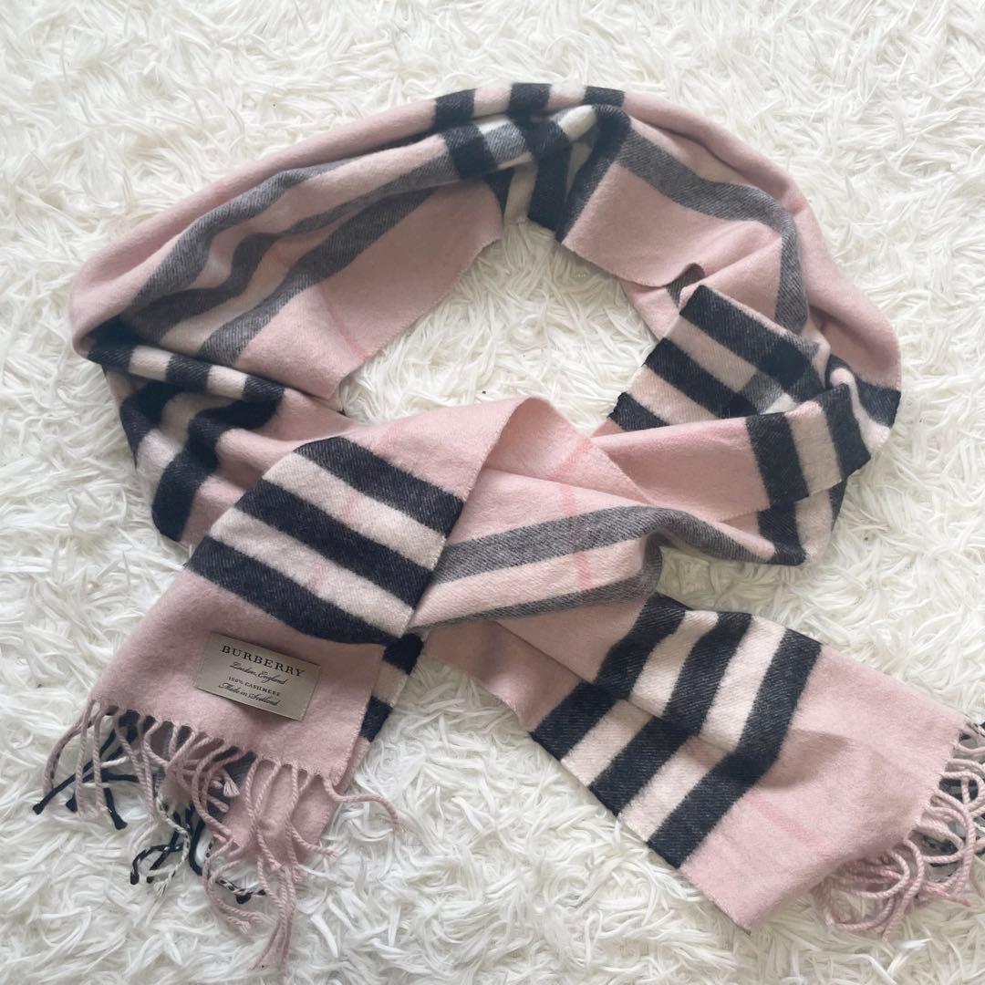 【美品】BURBERRY バーバリー マフラー カシミヤ100% メガチェック