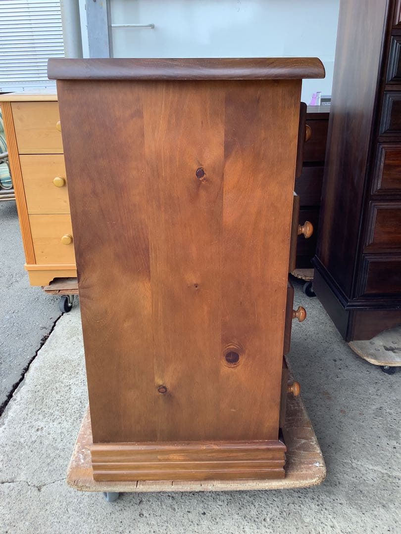 4段洋服タンス 木製チェスト スペイン風 バレンシアうタイル調 カントリー調