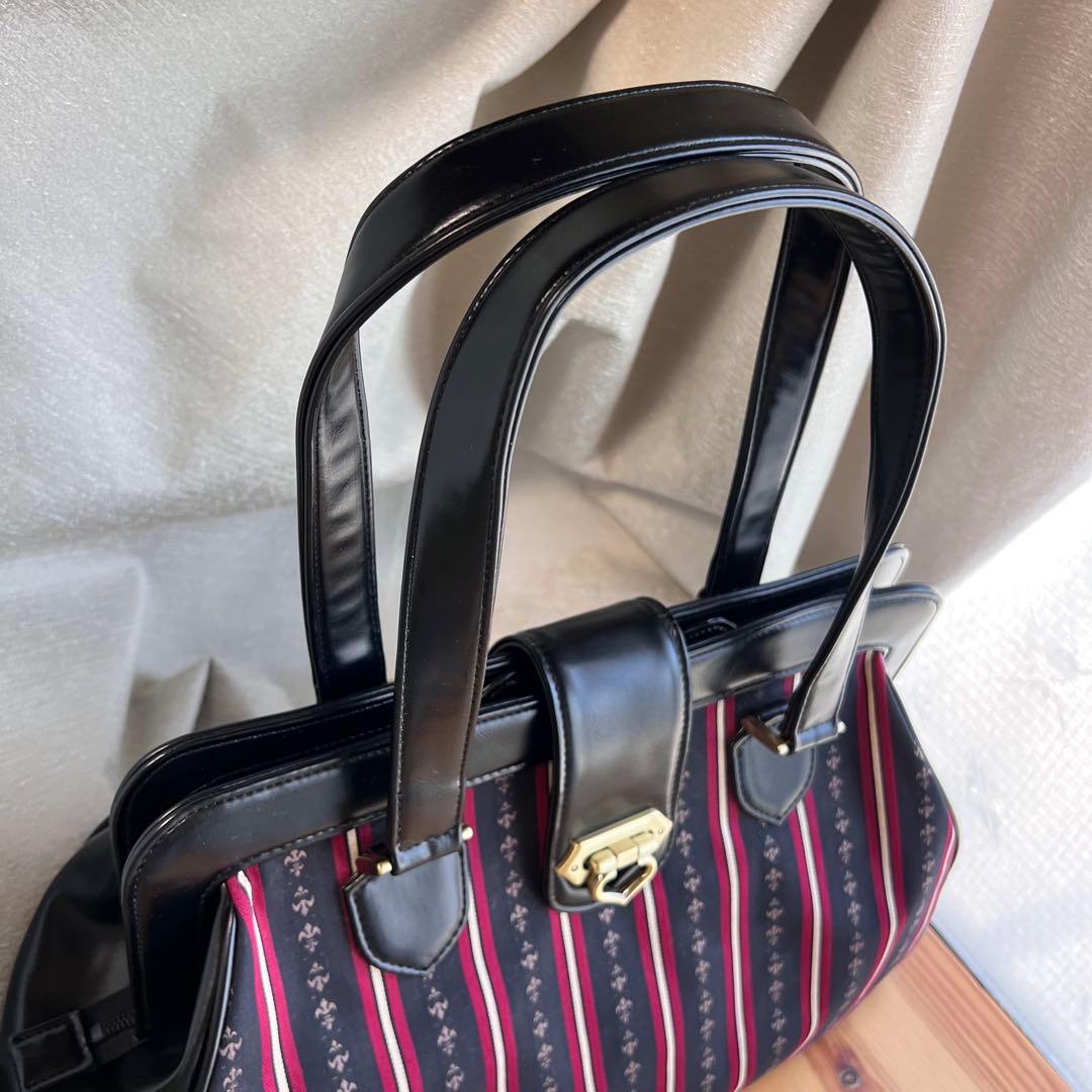 美品✨エクサントリーク レジメンタル柄　ハンドバッグ ボストンバッグ