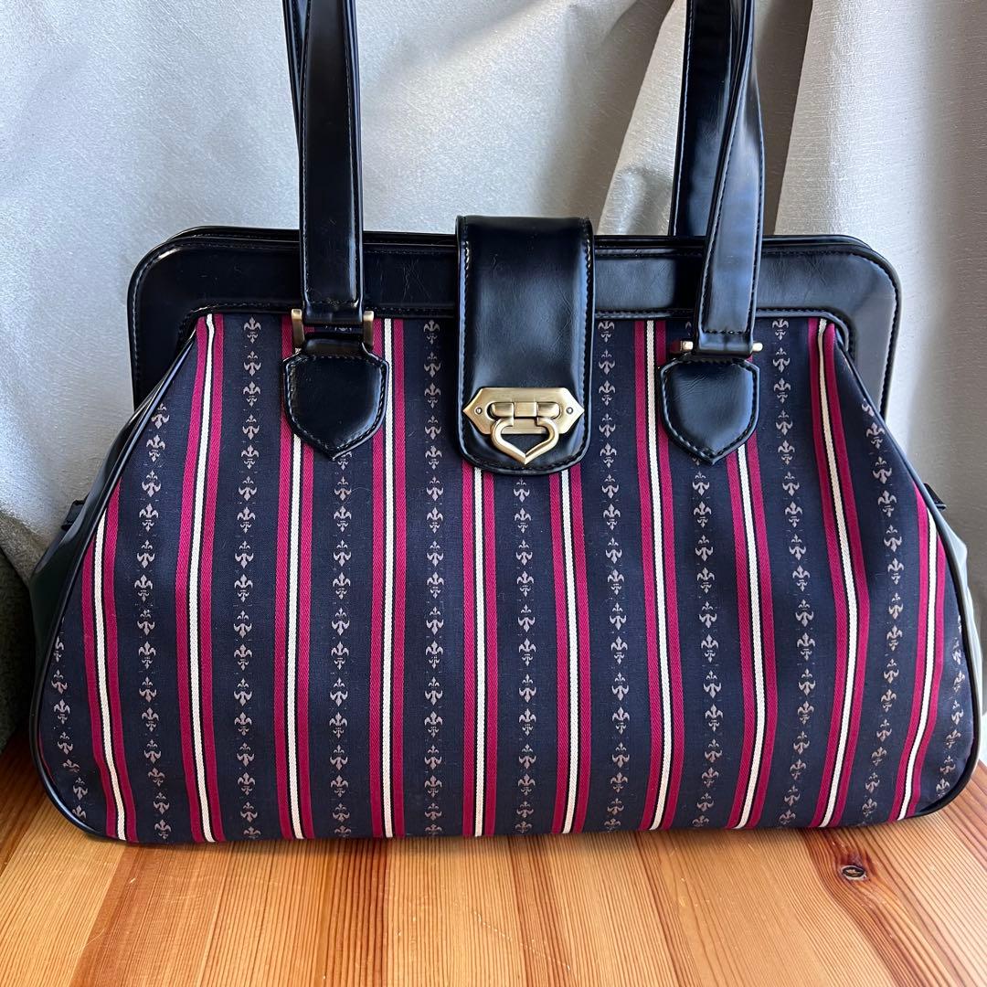 美品✨エクサントリーク レジメンタル柄　ハンドバッグ ボストンバッグ