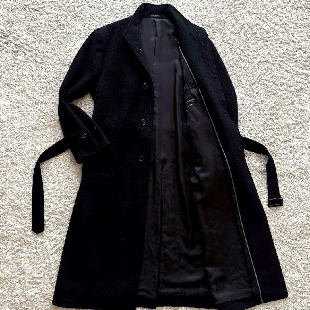 ★希少★ メンズ ティノラス ロングコート ブルーフォックス アンゴラ 比翼 黒