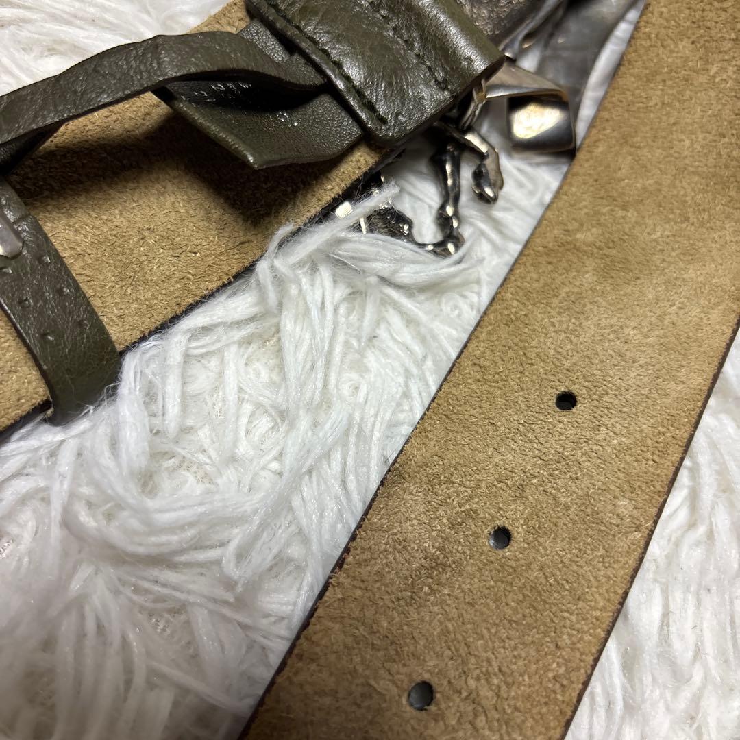 GUCCI グッチ ペガサス ベルト シルバーバックル 本革レザー カーキ 希少