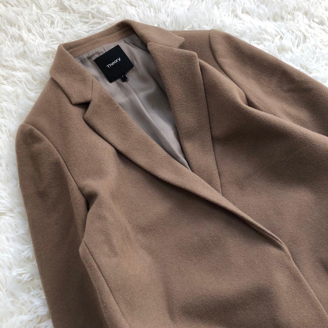 theory セオリー チェスターコート 比翼ボタン ロングコート　ベージュ