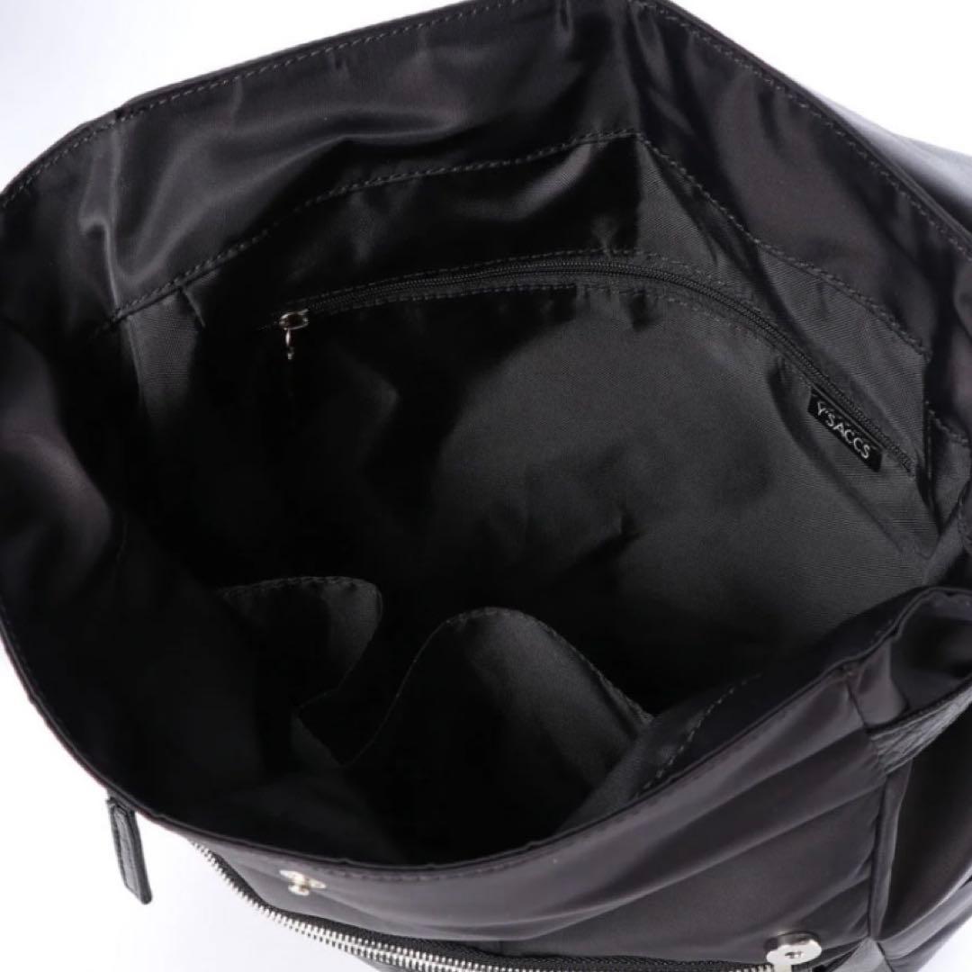 美品★ Y'SACCS イザック リュック ナイロン×牛革 ブラック 通勤 通学