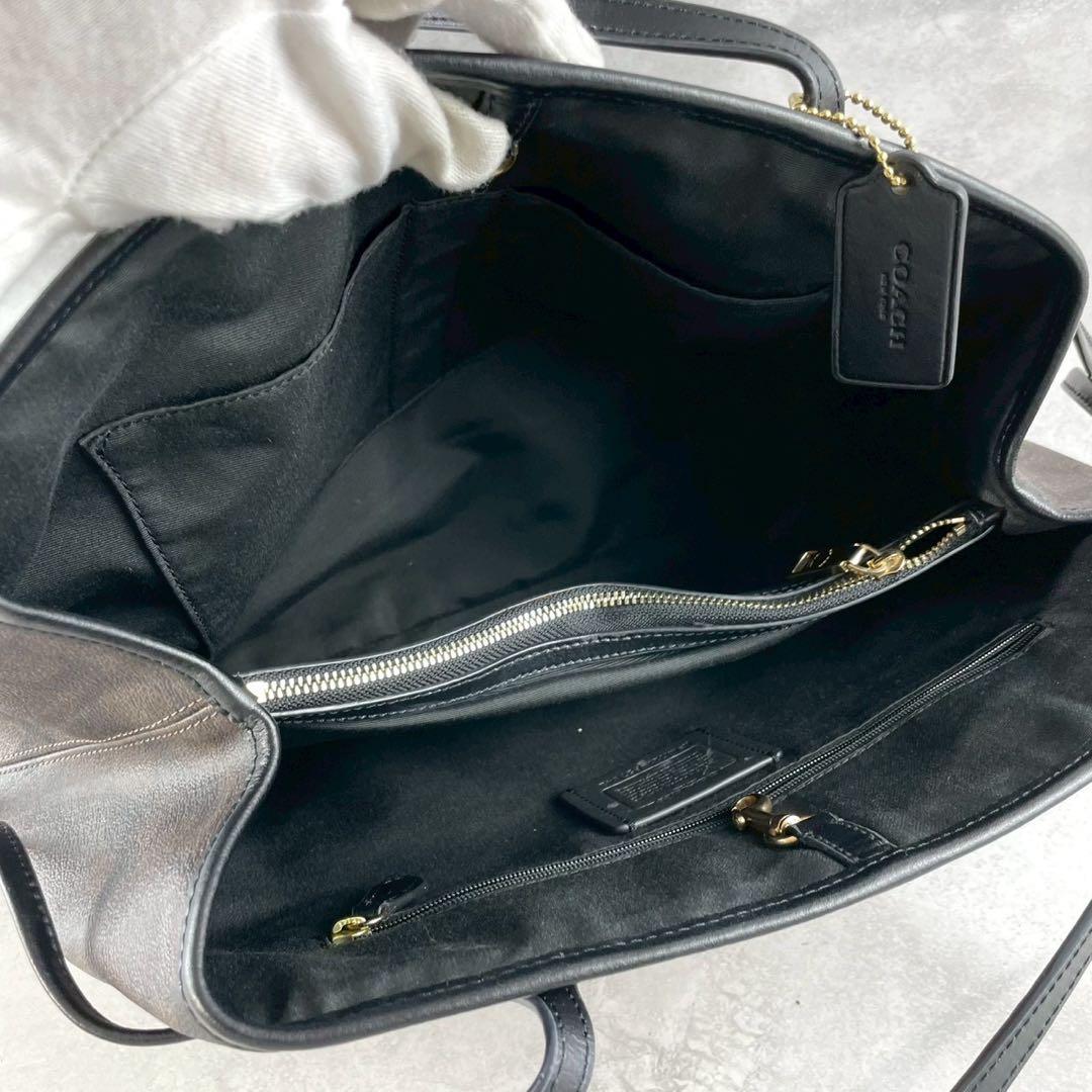 美品✨A4可 コーチ トートバッグ PVC×レザー 本革 シグネチャー 肩掛け