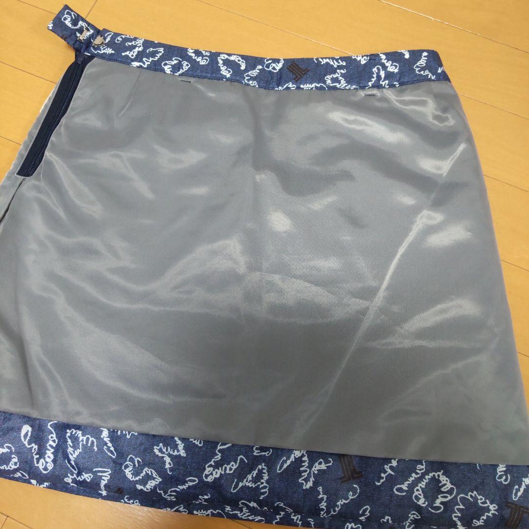 【美品】ランバンスポール 中綿 ダウン スカート M ブルー デサント