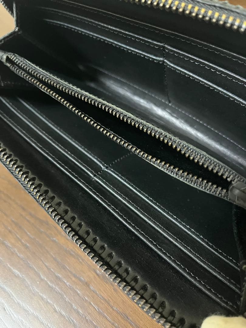 美品　FUNNY スタリオン　ポロサスクロコ長財布　黒　ラウンドファスナー