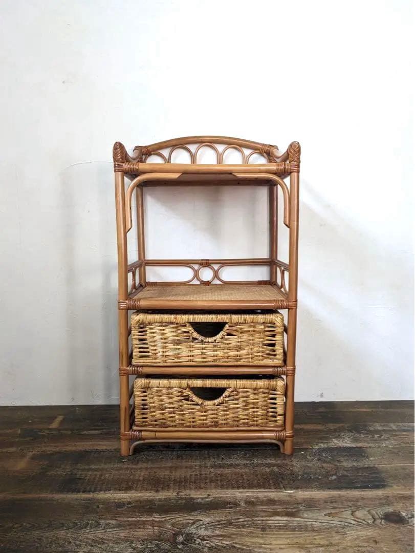 【pippi_da_magic】ラタン製オープンラック　オープンシェルフ