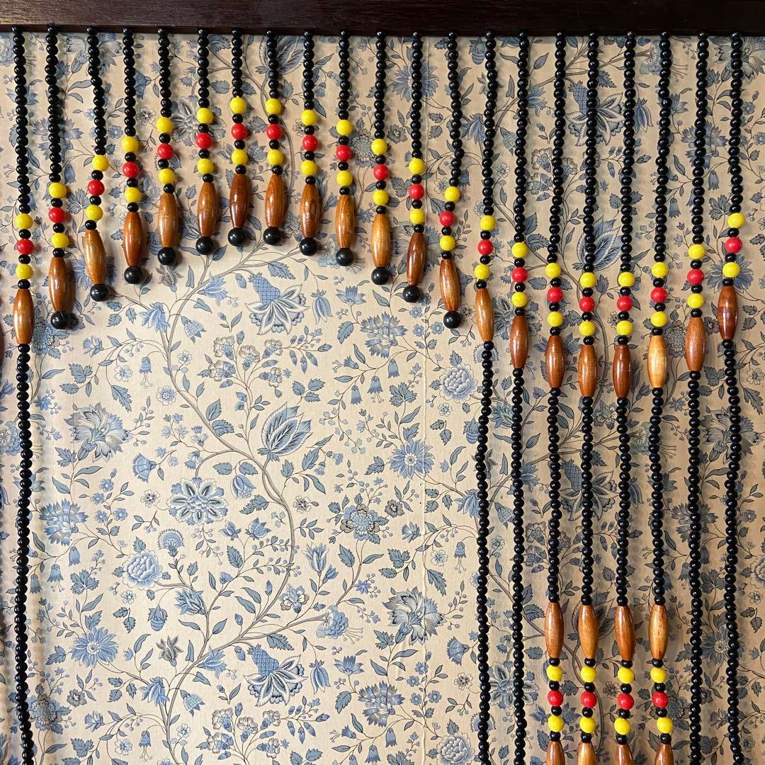 昭和レトロ　ビーズのれん　珠暖簾　黒ビーズ