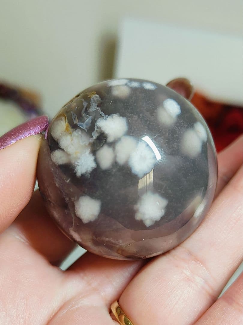 夜桜瑪瑙　スフィア　台座付き　2個セット