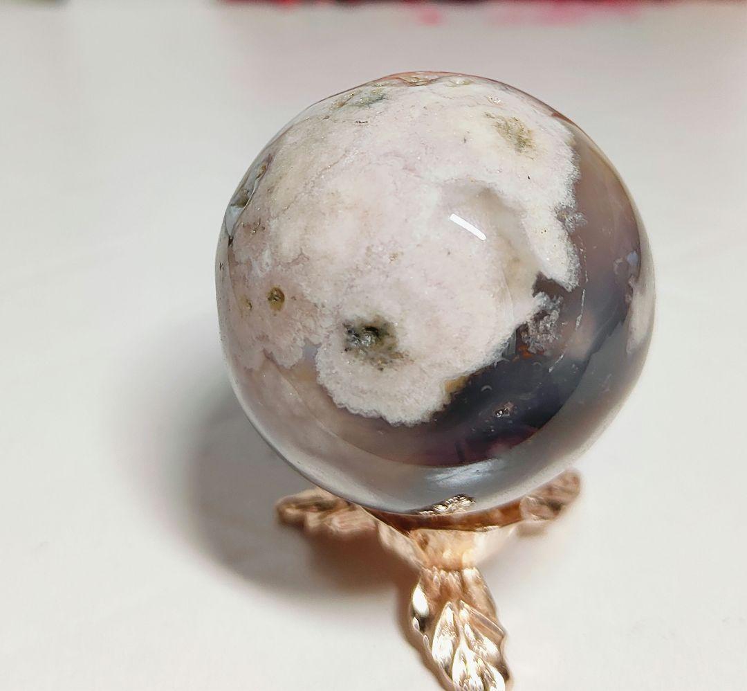 夜桜瑪瑙　スフィア　台座付き　2個セット