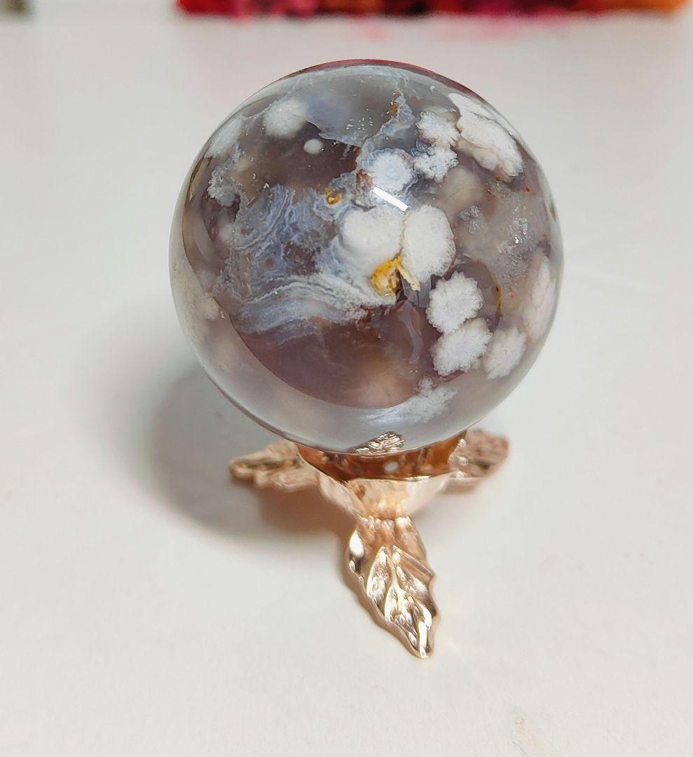 夜桜瑪瑙　スフィア　台座付き　2個セット