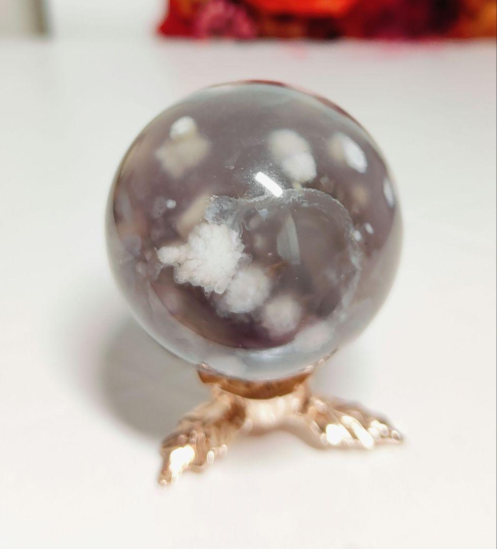 夜桜瑪瑙　スフィア　台座付き　2個セット