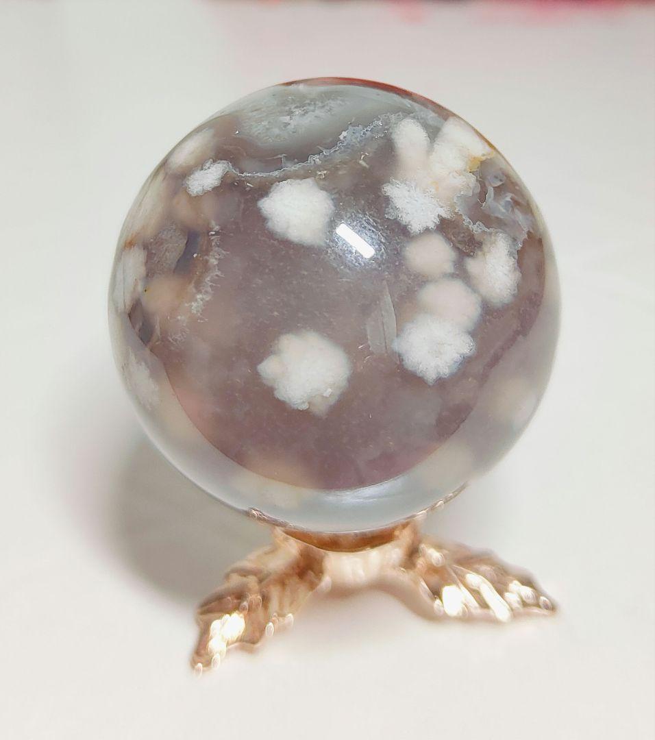 夜桜瑪瑙　スフィア　台座付き　2個セット