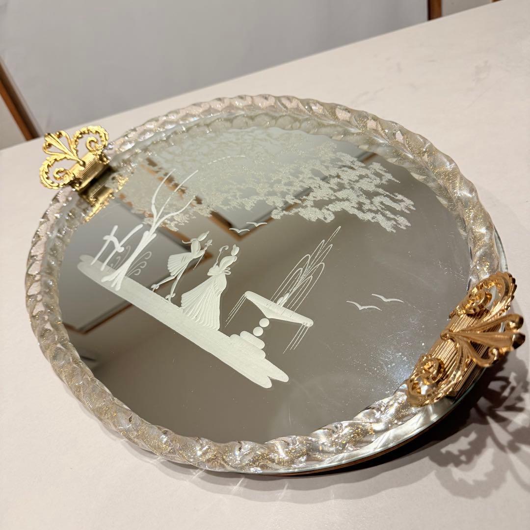 ベネチアングラス ミラートレイ ムラーノガラス ゴールド ガラス