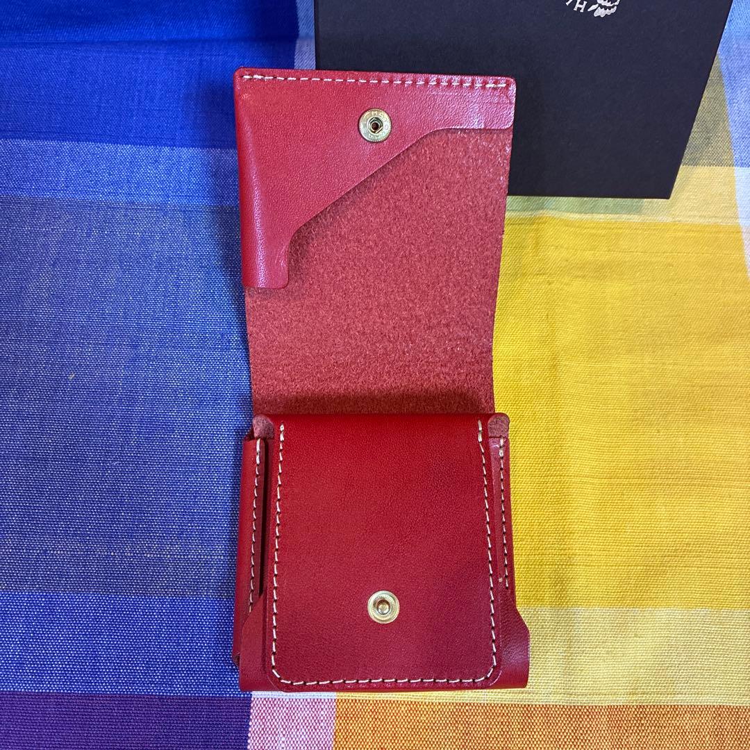 <HUKURO> 二つ折り財布手のひら財布-Beh- 栃木レザー box RED