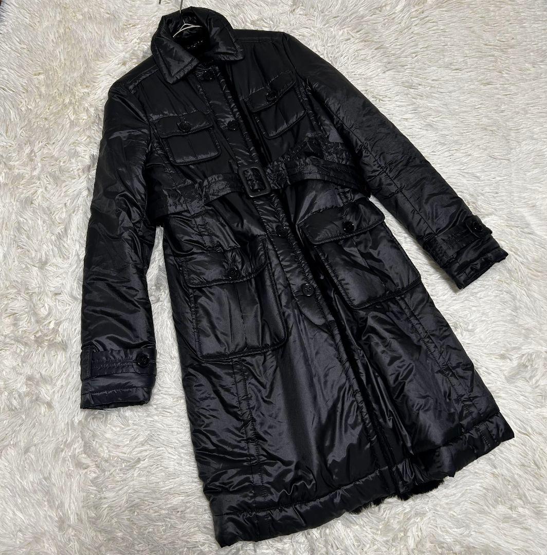 特価【美品】セオリー 裏ラビットファー 中綿 ロングコート ベルト 黒 サイズ2