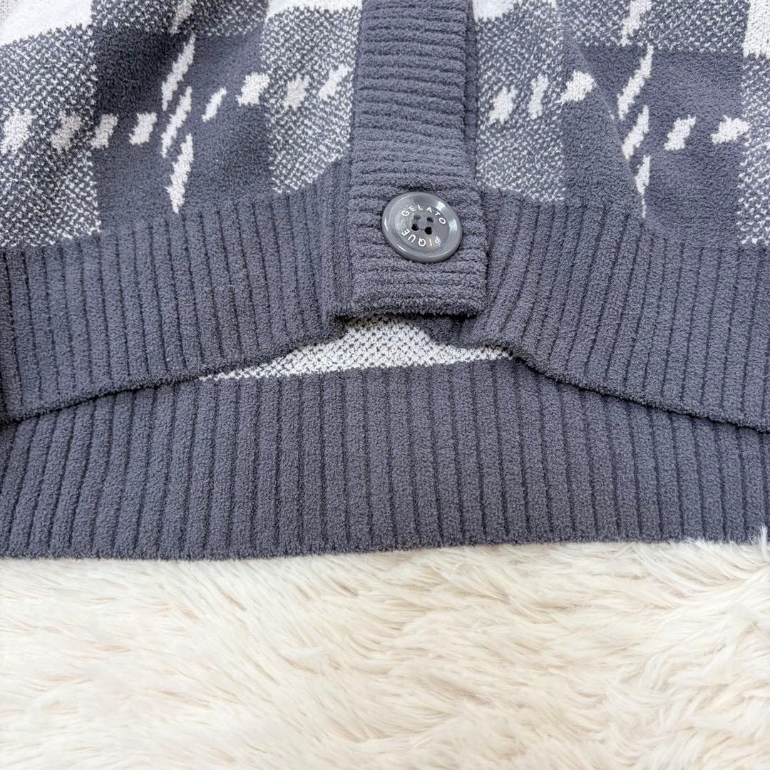 新品上下2点SET ジェラピケ　エアモコチェックジャガードカーデ&ショートパンツ