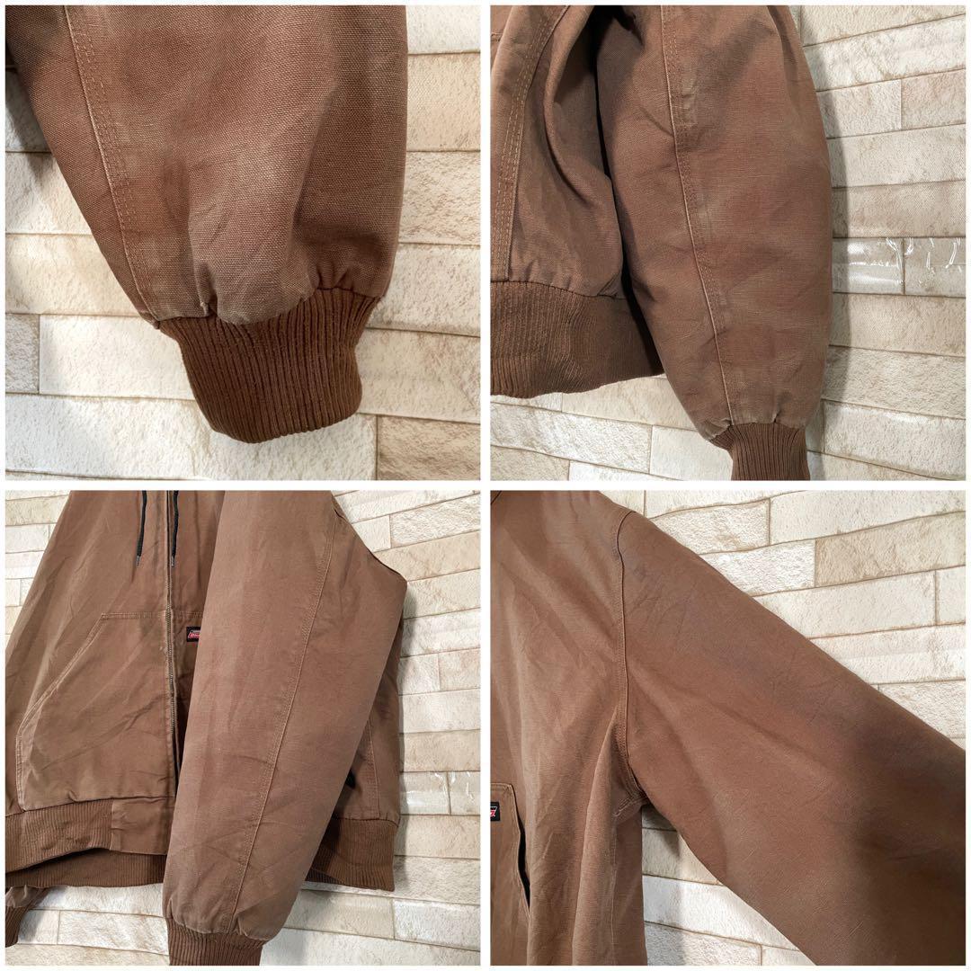 ディッキーズ アクティブジャケット 刺繍 裏地キルティング 茶 ブラウン XL