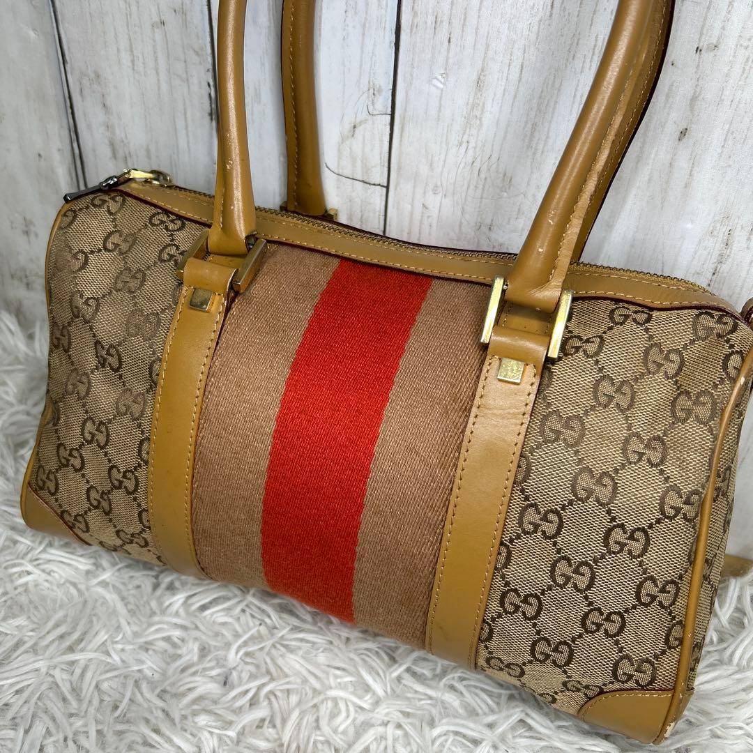 GUCCI GGキャンバス シェリーライン　ミニボズトンバッグ　トートバッグ