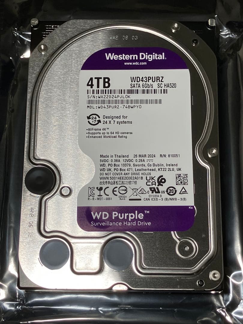 Western Digital 4TB パープル WD43PURZ HDD