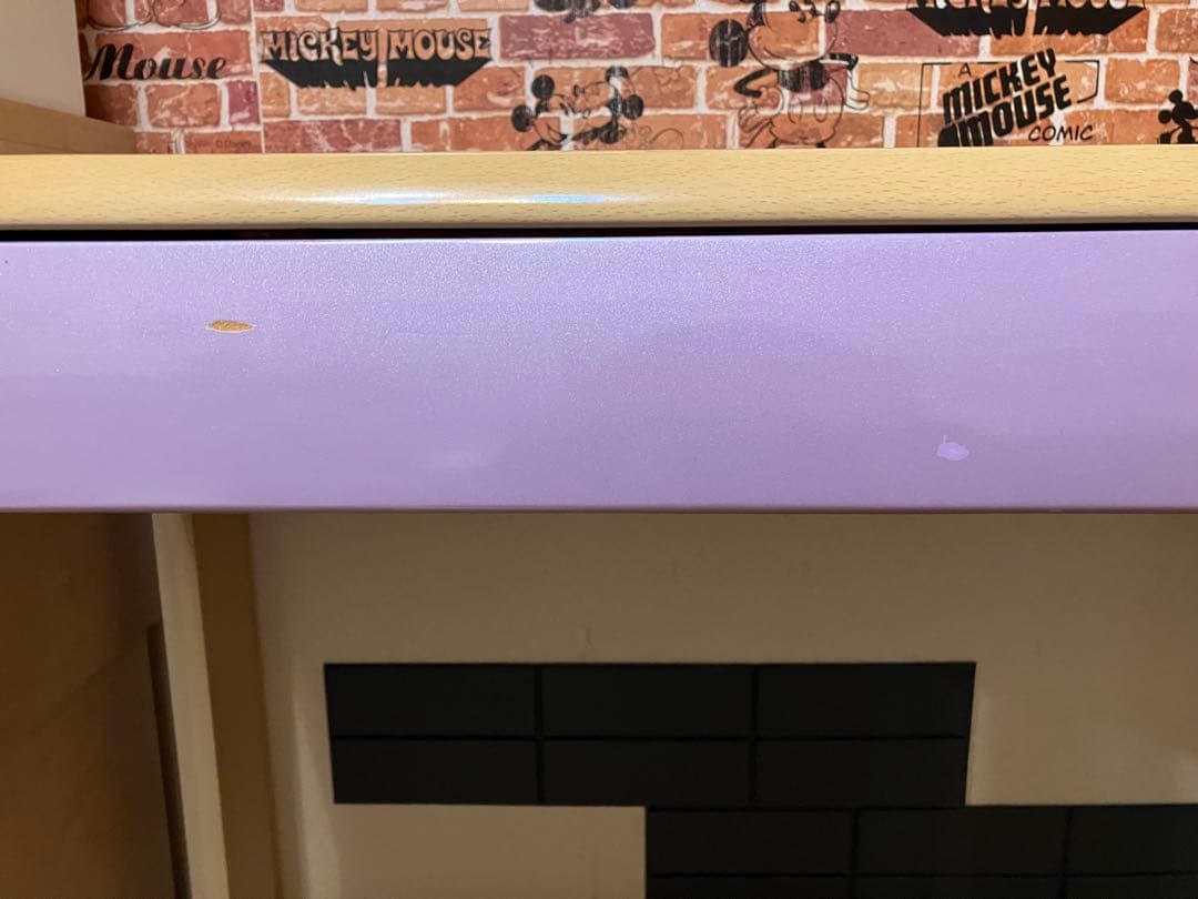 勉強机　学習机　机　デスク　　むらさき　紫　パープル　シンプル　木