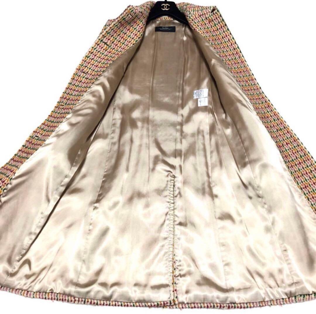 未使用級　マックスマーラ　チェスターコート　ツイード　マルチカラー　ウール