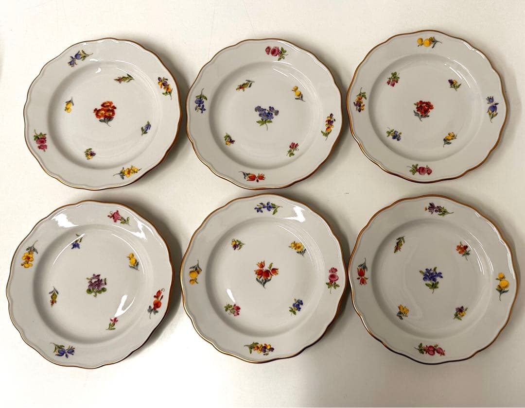 Meissen マイセン　散らし小花　皿　プレート16cm 6枚セット
