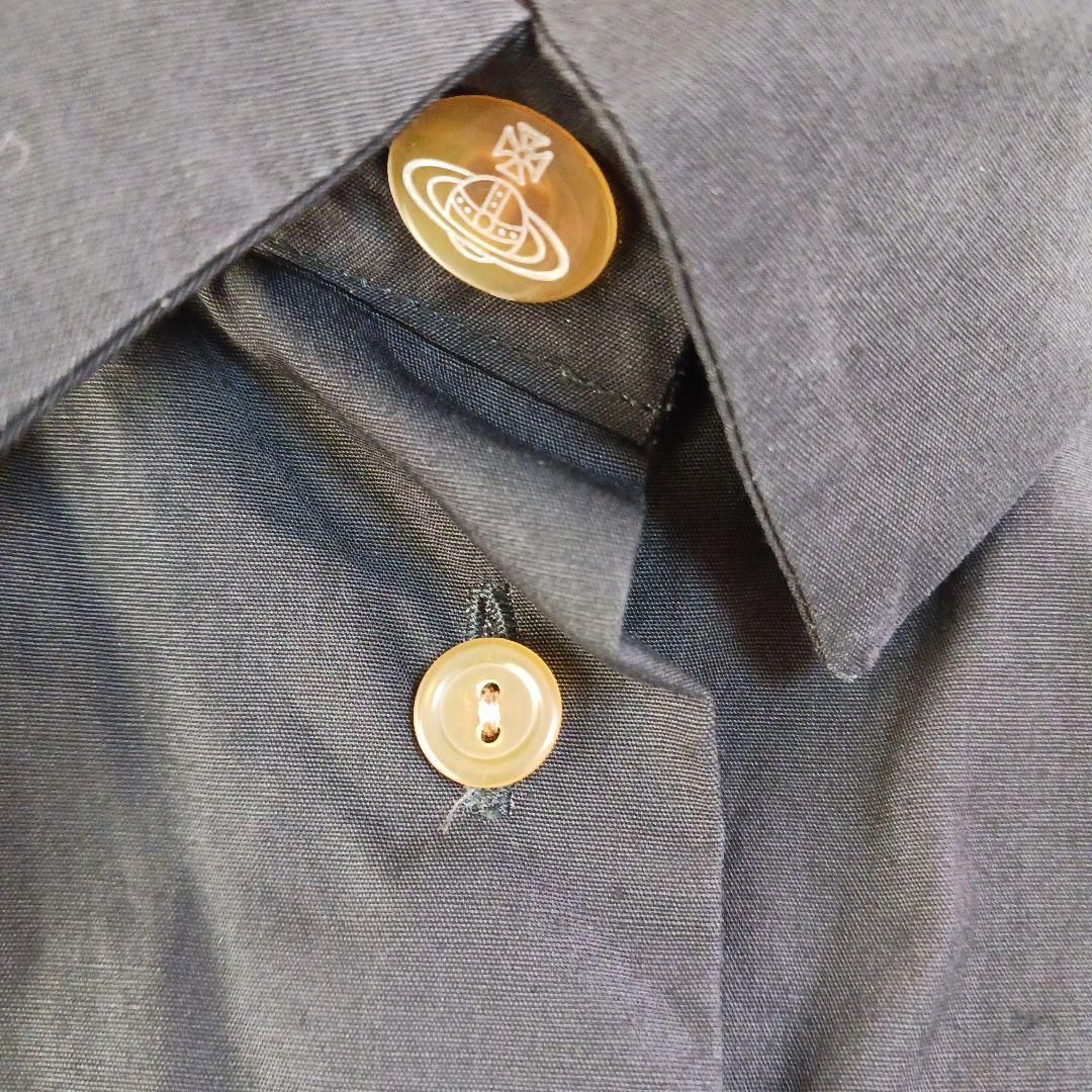 ヴィヴィアンウエストウッドレッドレーベル 半袖 高襟 シャツ オーブ刺繍ブラック